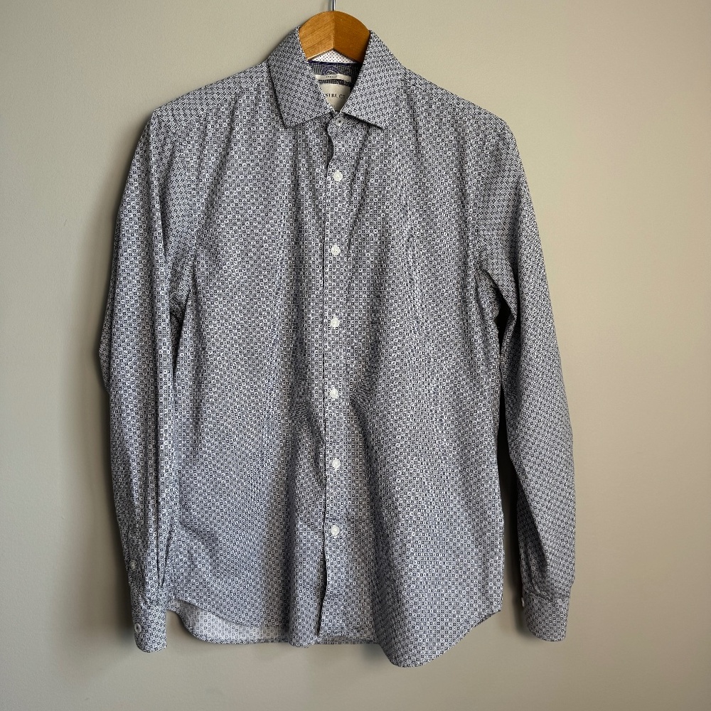 Con.Struct Men's Geometric‎ Long Sleeve Button Up Casual Shirt 15.5 Flip Cuffs